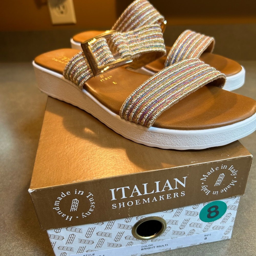 Italian Shoemakers Multicolor Striped Sandals